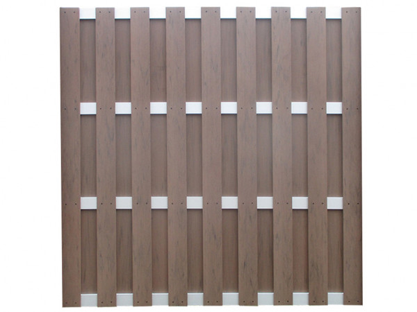 WPC Sichtschutzzaun Oslo Bicolor Braun mit Aluriegeln Zaun