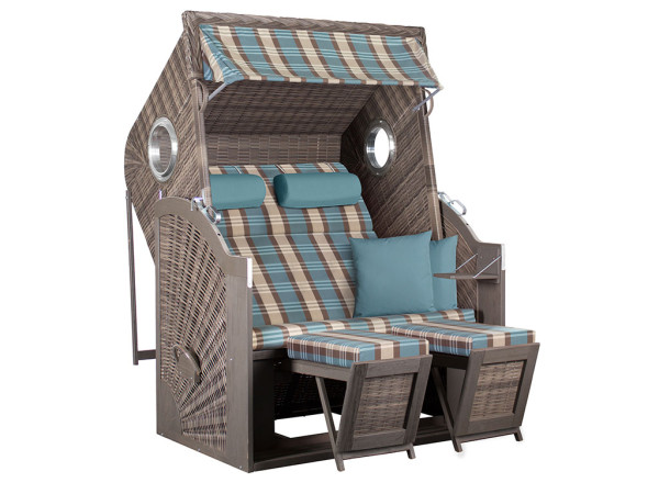 Strandkorb "Trendy Pure Cliff XL Sun" grau Design 436 mit Bullaugen