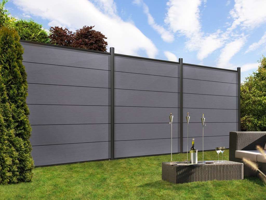 Sichtschutzzaun SYSTEM WPC XL ZaunfeldSet AnthrazitAnthrazit