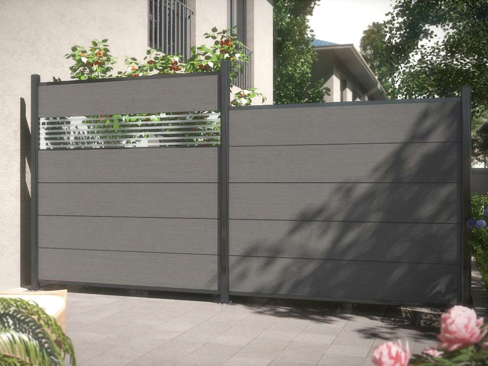 Sichtschutzzaun SYSTEM WPC XL ZaunfeldSet AnthrazitAnthrazit