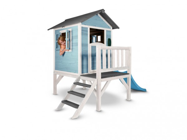 Kinderspielhaus "Lodge XL" blau/weiß, Massivholz