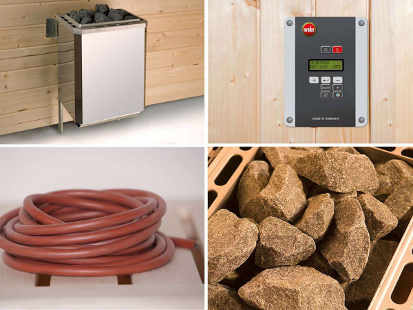 WE-Sauna Zub. Ofenset 3 mit 7,5 kW Ofen, 3 PACK